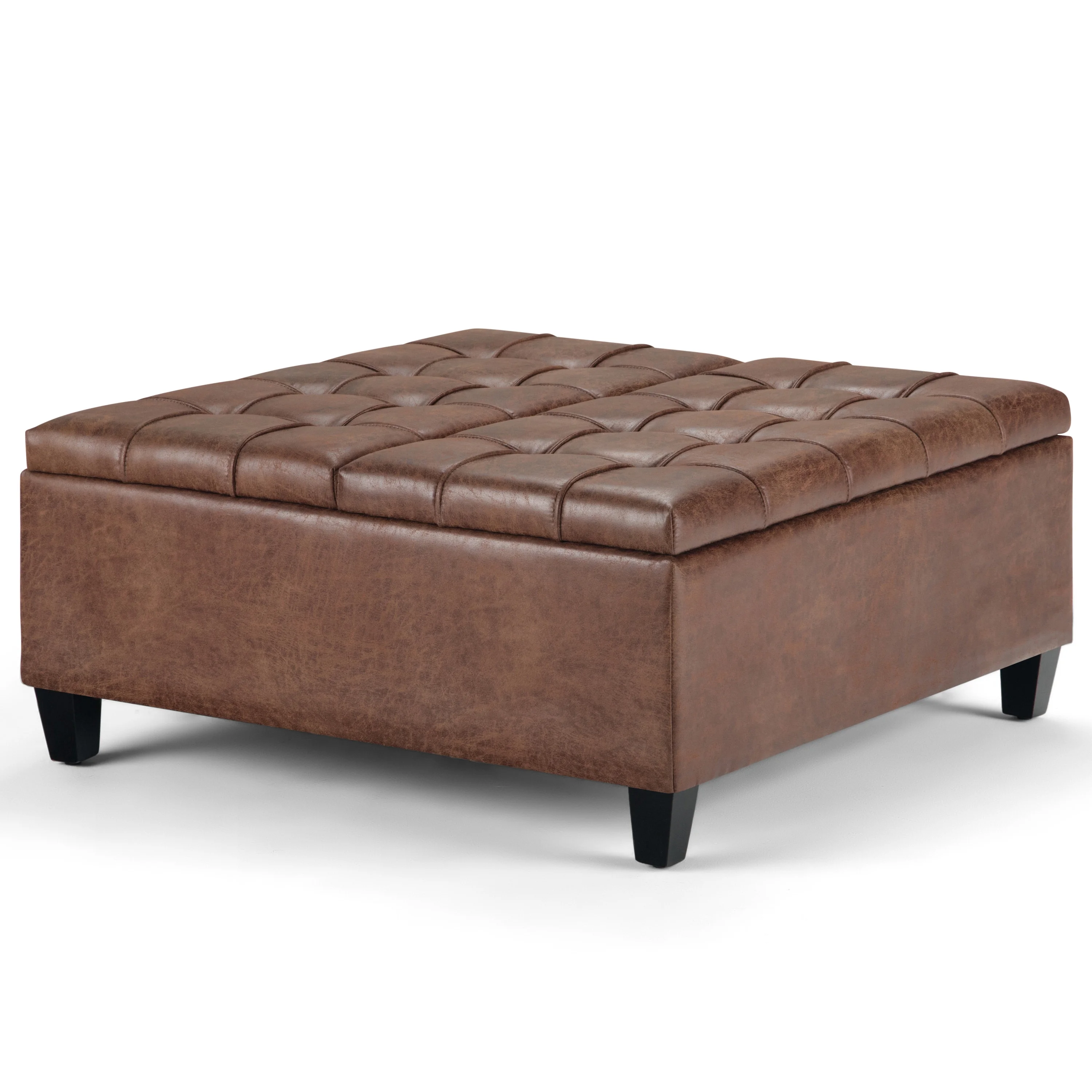 Storage Ottoman - Leather - Brown
