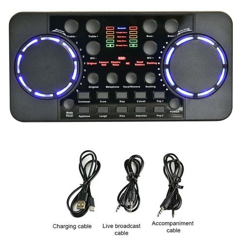 "V300 Pro Live Sound Card: 10 Effects, Bluetooth 4.0 Mixer for Phone PC DJ Studio"