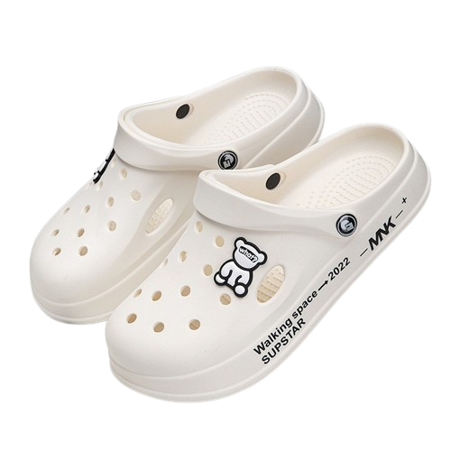 Crocs Sandals Slippers Hole Shoes Men's Thick-soled Non-slip Breathable White