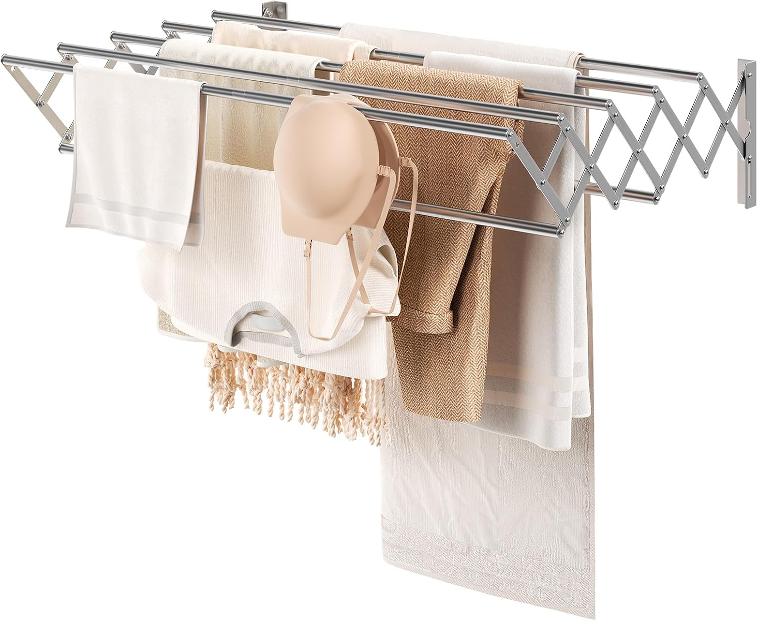 Clothes Drying Rack - Wall Mounted - Silver