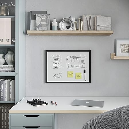 U Brands Magnetic Dry Erase Board, 17 x 23 Inches, Black Wood Frame (307U00-01)