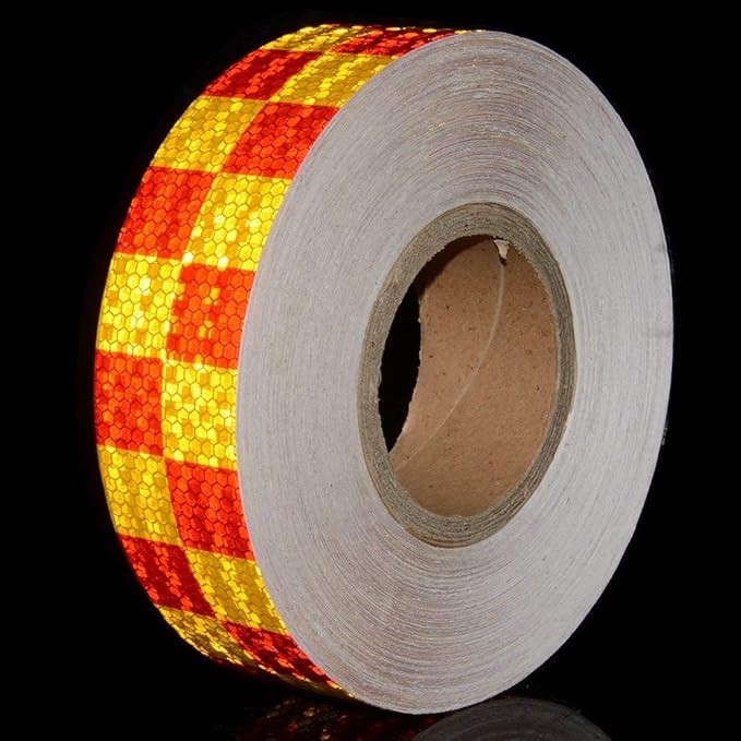 Reflective Safety Tape - 2"x 16ft (5CM x 5M), Orange Red, Adhesive Conspicuity Sticker Roll