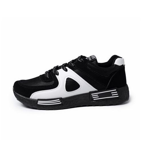 Breathable Ladies Exercise Flat Sneaker Shoes - Black, White
