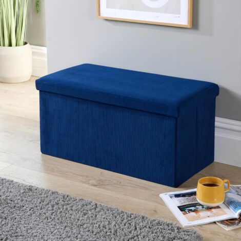 Storage Ottoman - Fabric - Blue