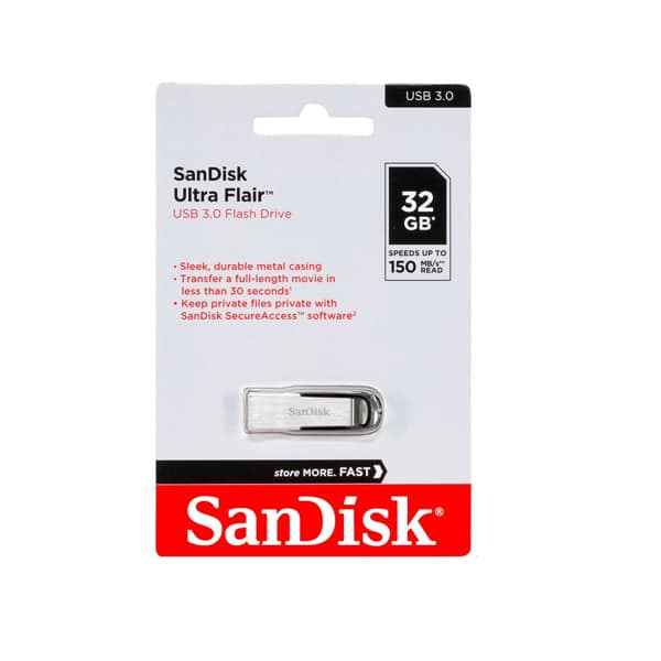 SanDisk Ultra Flair 32GB USB Flash Drive - Silver