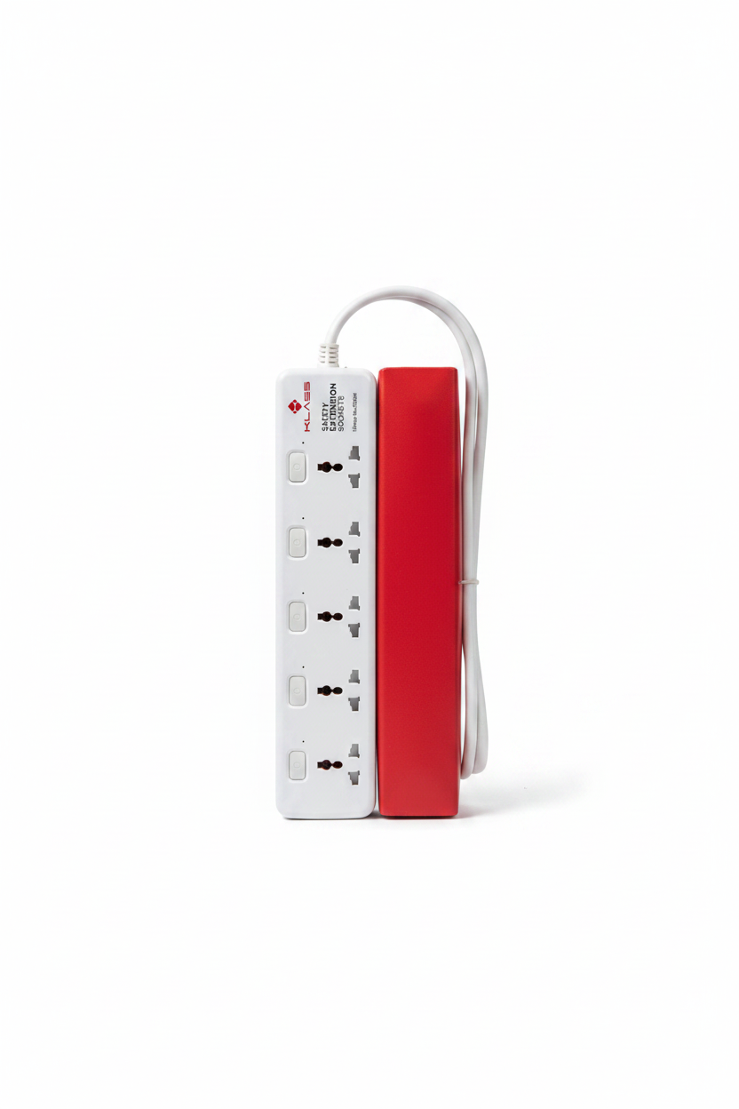 Klass KL-EX5W 5-Way Safety Extension Socket - 3 Metre Cable | 2500W