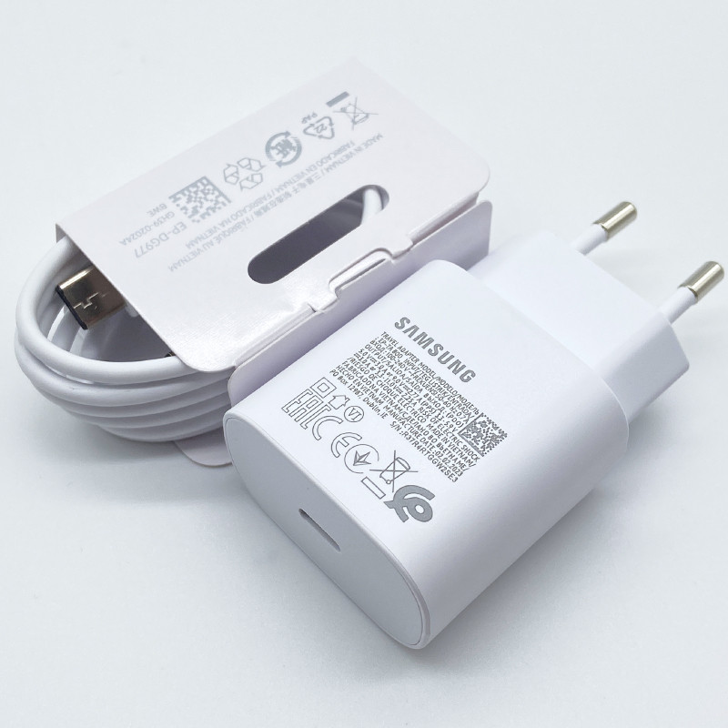 Samsung A54 Usb Type C 25W Super Fast Charge Charger PD EU Wall Power Adapter Cable For Galaxy S23 S22 S24 FE s21Plus A55 A14