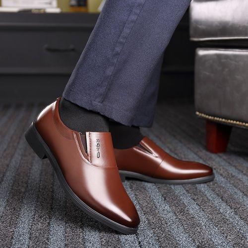 (Brown Summer)Qmaigie Dress Shoes Men 2022 Summer Formal Shoes Men Shoe Leather Mens Wedding Shoes Brown Black Elevator Oxfords Big Size 47 48 JIN