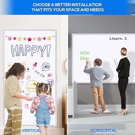 Large Whiteboard for Wall, maxtek 72 x 48 inches Magnetic Dry Erase Board, 6' x 4' Wall-Mounted White Board Message Memo Marker Board Foldable with Marker Tray for Office Home and School