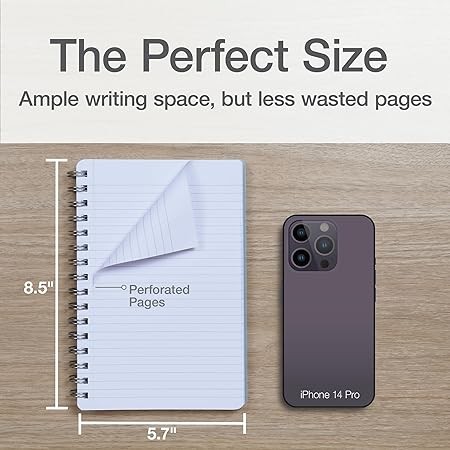 Oxford Poly Spiral Notebooks, Small 5.7 x 8.5 Book, Thick Poly Cover, White Paper, College Rule, 80 Sheets/160 Pages, Neutral Colors, 4 Pack (69721)