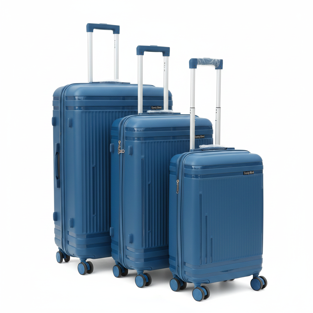Blue Set of 3 Pcs Plastic Rubber Travel Bags