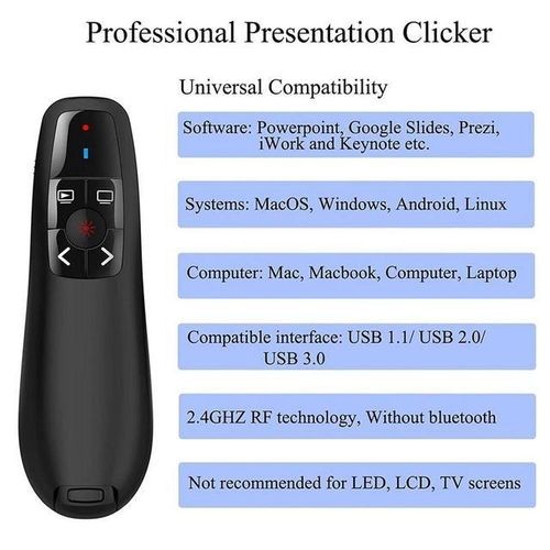 Rechargeable 2.4ghz Wireless Presenter Pointer Remote Control Presentation Clicker For Powerpoint Office School Supplies