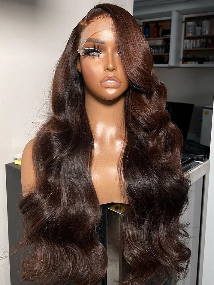 Reddish Brown Brazilian Body Wave 13x6 Transparent Lace Front Virgin Human Hair Wig