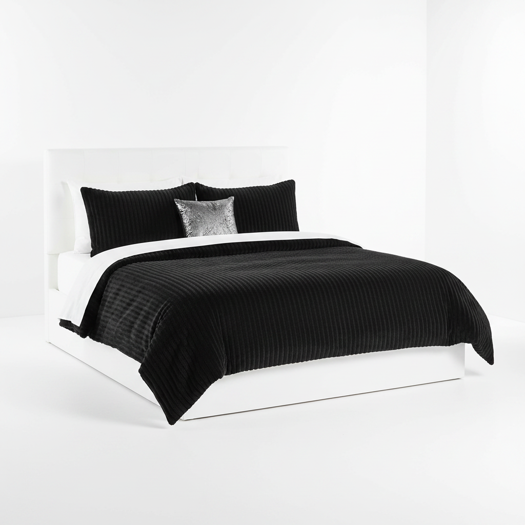 Black Velvet 4pc Duvet Set – 5x6