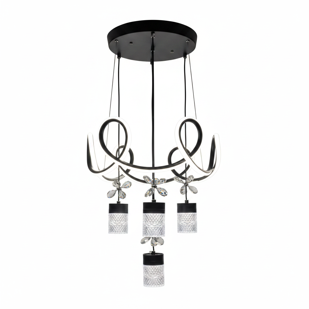 DL-0041 Modern LED Chandelier with Crystal Cylinder Pendants