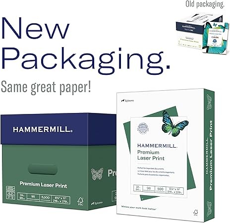 Hammermill Printer Paper, Premium Laser Print 24 lb, 8.5 x 11-5 Ream (2,500 Sheets) - 98 Bright, Made in the USA, 104640C