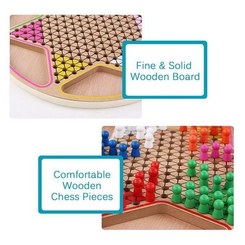 2 In 1 Chinese Checker Wooden Board Game For Family Kids