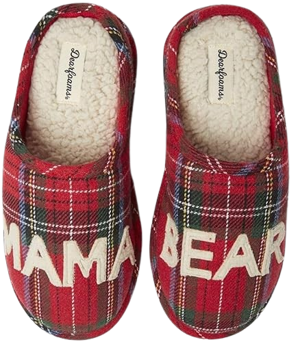 Dearfoams Women's Gifts for Mom Cute Cozy Mothers Day Mama Bear Slipper