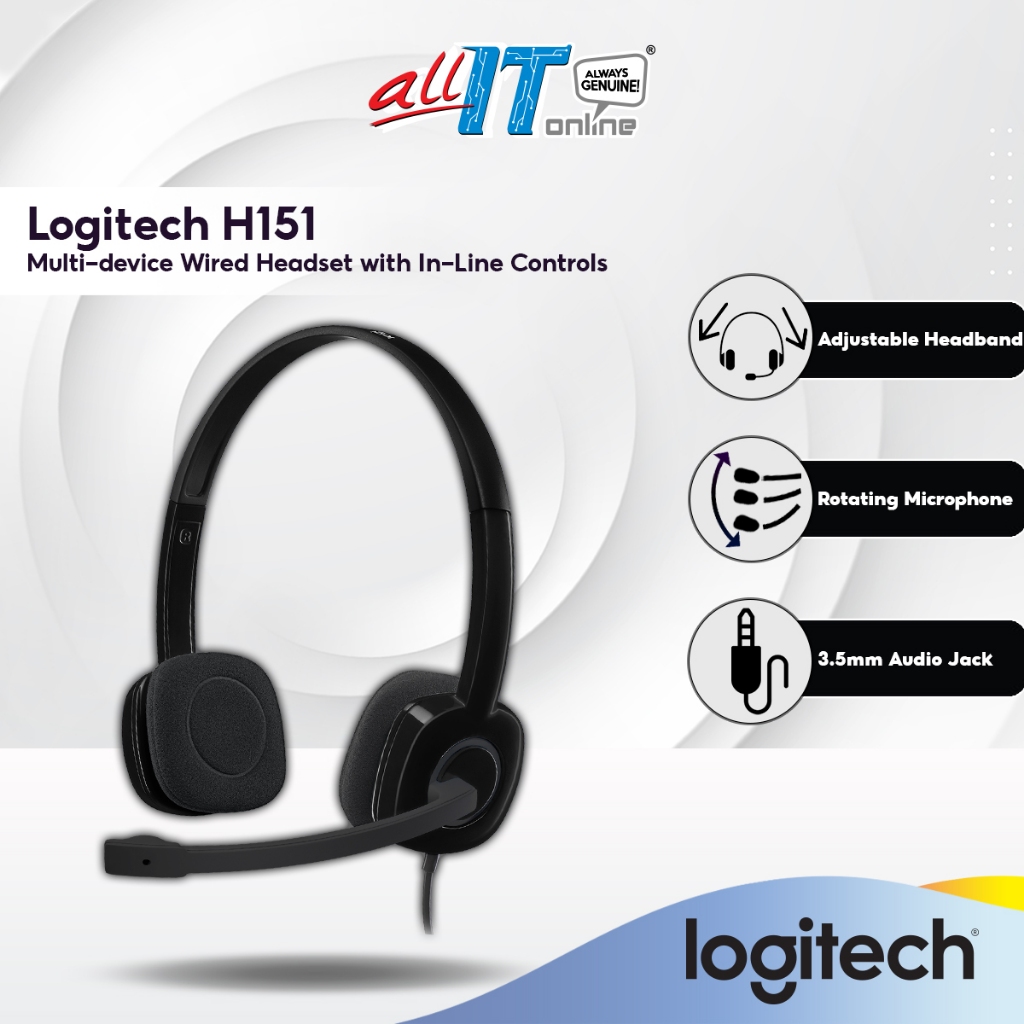 Logitech H151 Wired Headset - Black