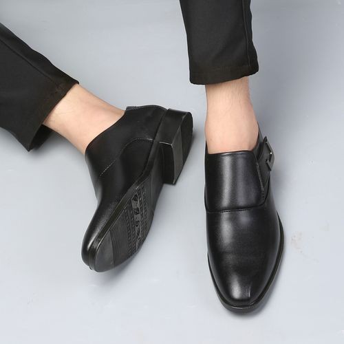 Men Office Formal Shoes Slip On Business Casual Moccasins (Black)