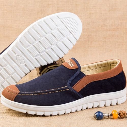 Mens Slipon Shoes Loafers Canvas Casual Sneaker- Blue&White
