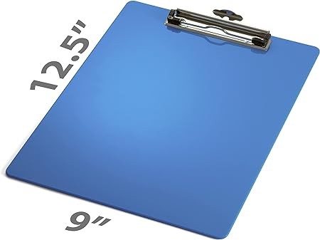 Officemate Plastic Clipboard, Letter Size, Arctic Blue, Pack of 6 (83088)