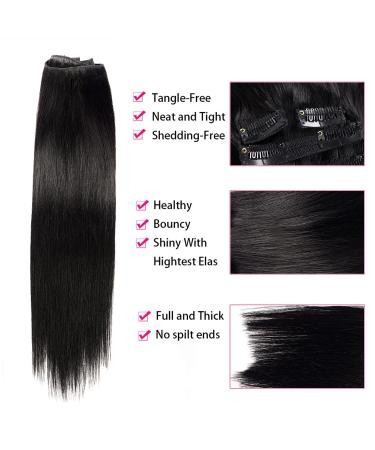 Straight Human Hair Clip in Hair Extensions