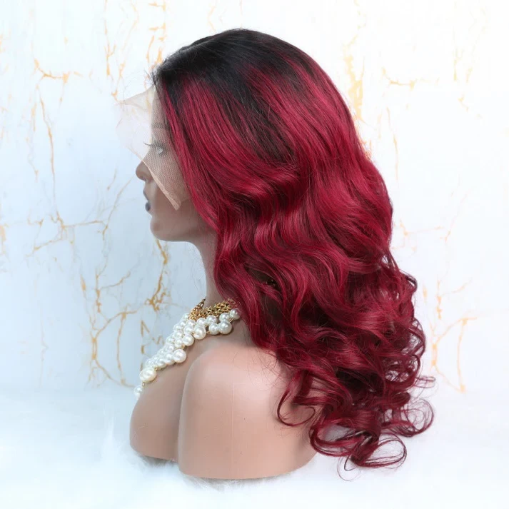 Brazilian Body Wave Human Hair Wig, 13x6 Frontal, Transparent Lace Front Wig, Color 99J