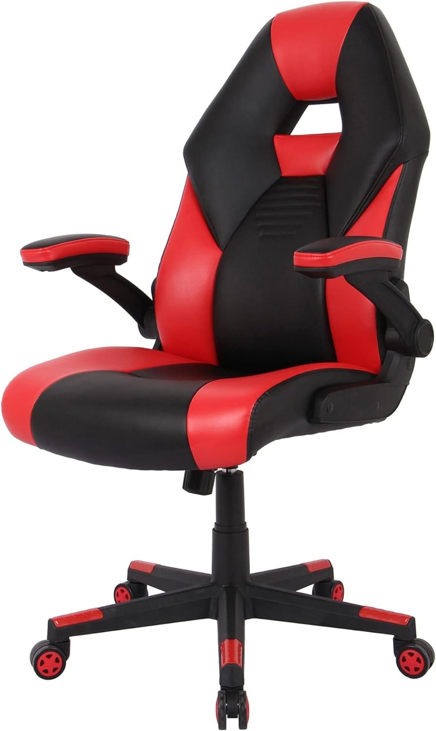 Realspace RS Gaming™ RGX Faux Leather High-Back Gaming Chair, Black/Red, BIFMA Compliant