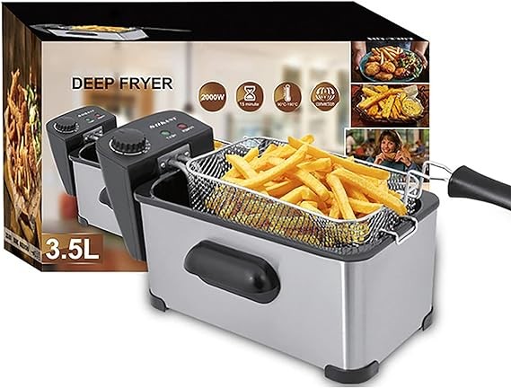 Deep Fat Fryer Stainless Steel Deep Fryer, Temperature Controls Detachable Basket Easy Clean Ergonomic Cool Touch Handle for Home, Commercial Restaurant