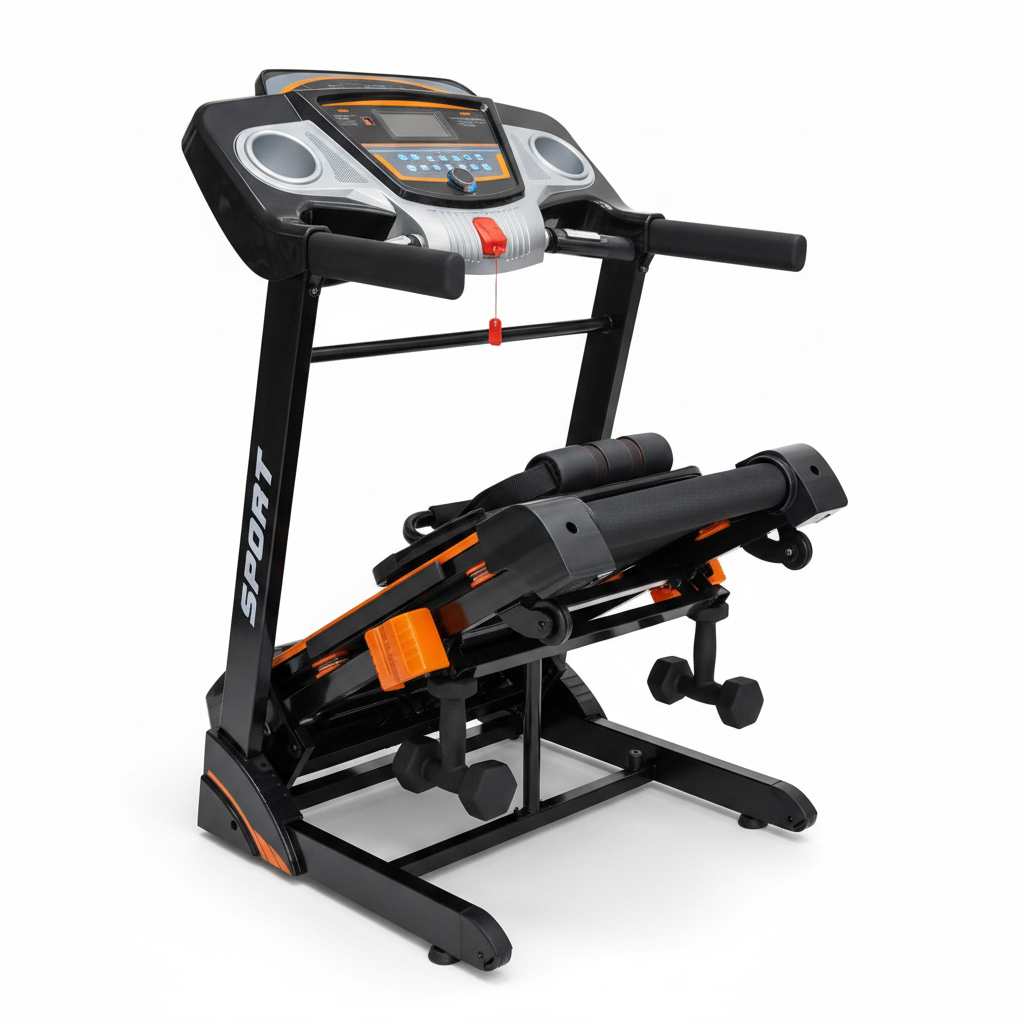 Sport Foldable Electric Treadmill | Speakers | USB | AUX | Dumbbells | Massage Belt | Waist Massager | Home & Commercial