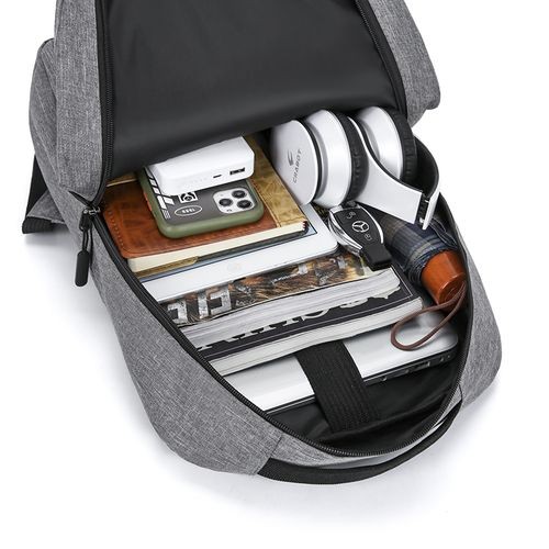 Three-piece Men's Backpack Computer Bag-Black/Gray