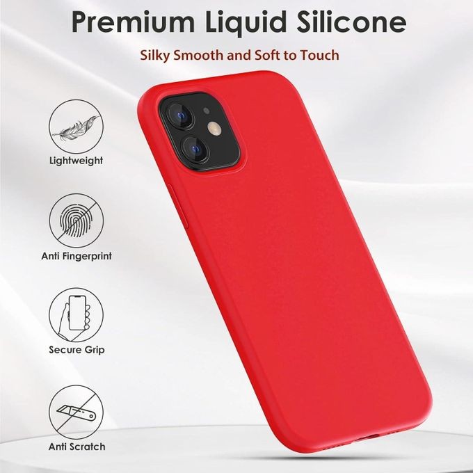 Apple Silicone Phone Case For Iphone 11 12 13 14 15 Pro Max X Xs Max Shockproof Case Cover- Red