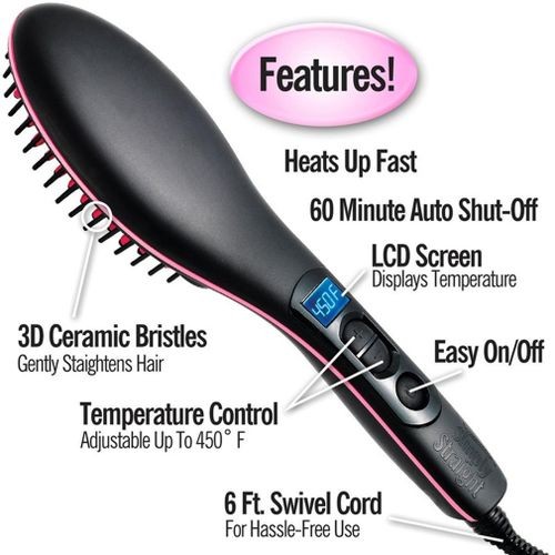 Portable Size Handheld Hair Straight Electric Brush Professional LCD Display Fast Hair Straightener Comb Best Gift