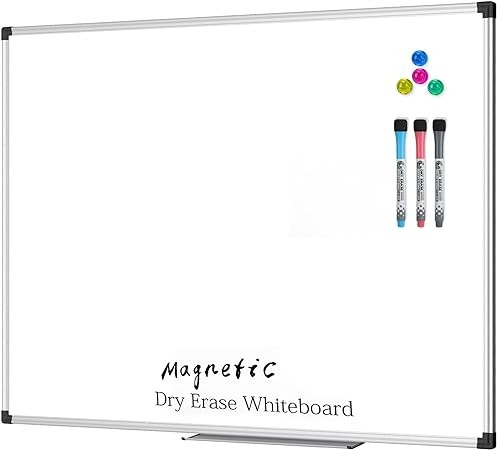 Dry Erase Board for Wall 60"x40" Aluminum Presentation Magnetic Whiteboard with Long Pen Tray, Wall-Mounted White Board for School, Office and Home