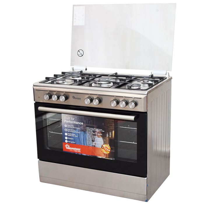 Ramtons 5 Burner Gas Cooker - Silver