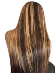 Wig Gradient, medium length, straight hair, brown gold