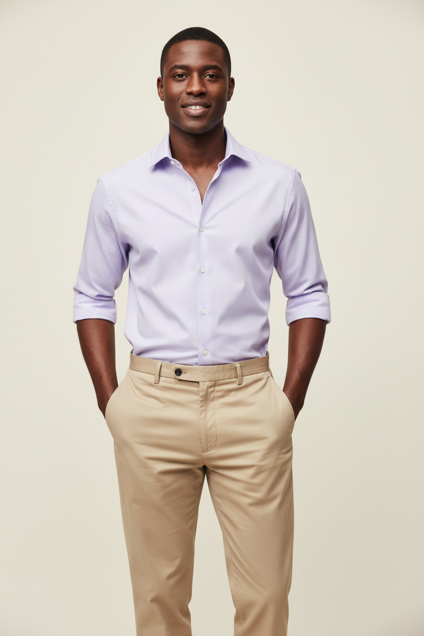 Outfit Combo – Monza Lavender Shirt + Khaki Beige Pants