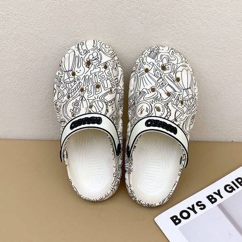 Crocs Men's Women's Platform Slippers Anti-slip Anti-odor Soft Soled Beach Shoes