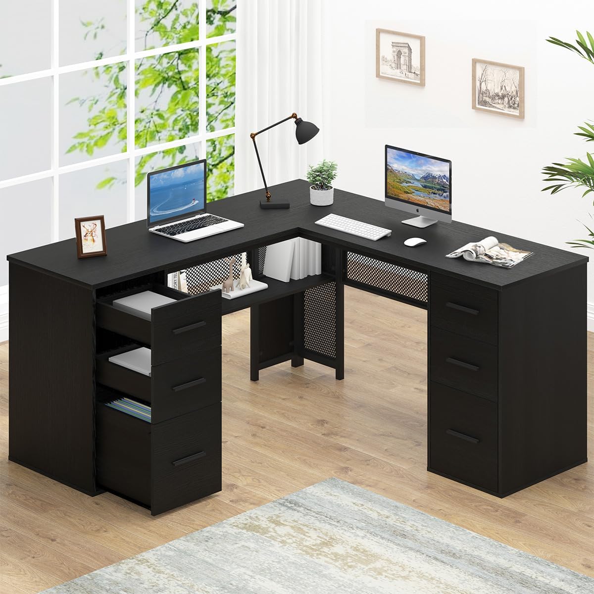 Office Desk - L-Shaped - Black