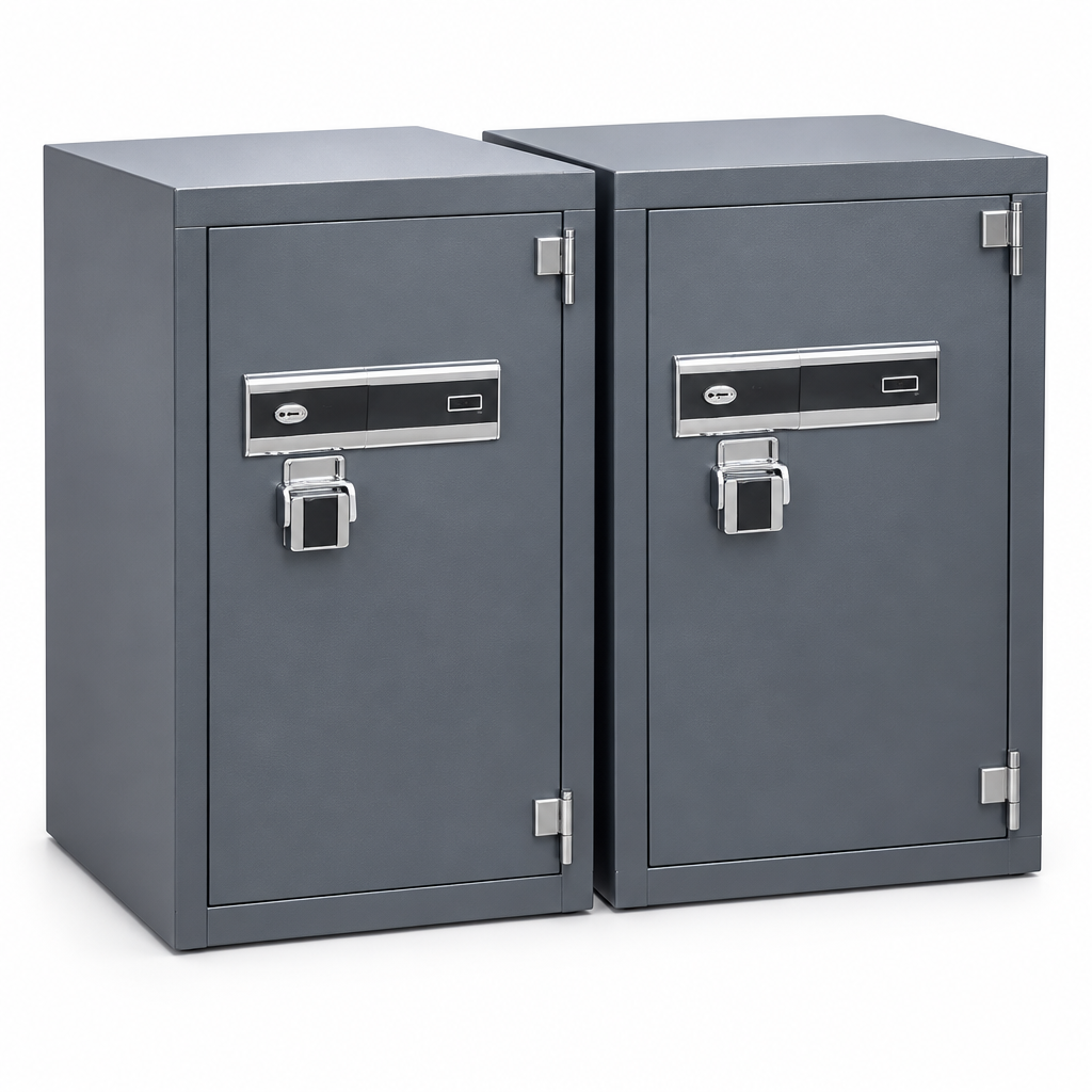 Large Gray Steel Fireproof Filing Cabinet Safe