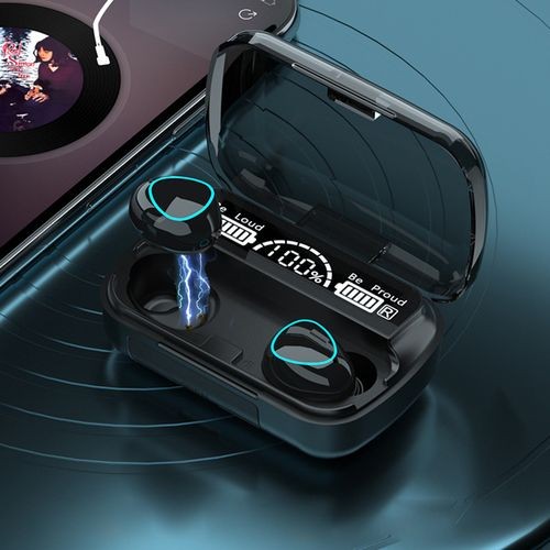M10 Wireless Bluetooth Earphone Touch LED Stereo Audio Black