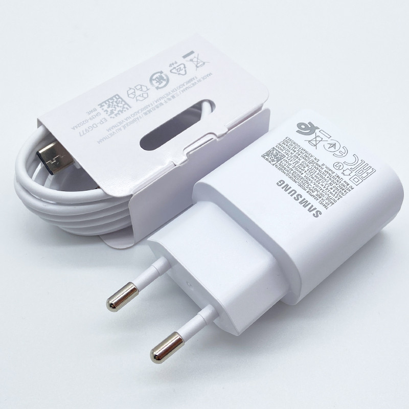 Samsung A54 Usb Type C 25W Super Fast Charge Charger PD EU Wall Power Adapter Cable For Galaxy S23 S22 S24 FE s21Plus A55 A14
