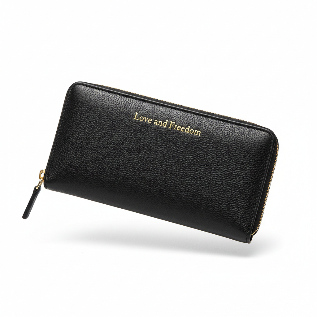 Love and Freedom Long Wallet – Black