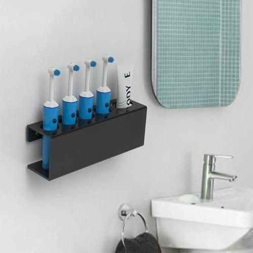 4 Holes Toothbrush Holder Toothpaste Hooks Tooth Brush Holder Wall Mounted Stand Rack Cap Bathroom Storage Rack