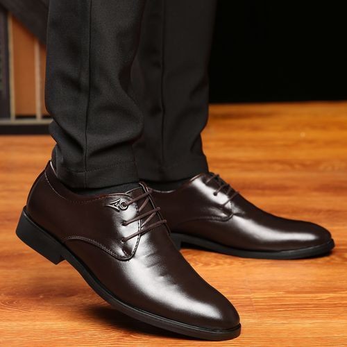 Leisure Mens Business Leather Shoes Non-slip Formal Leather Shoes Red
