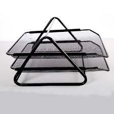 Office 2 Tier Document Tray File Desk Organizer- Mesh Metal