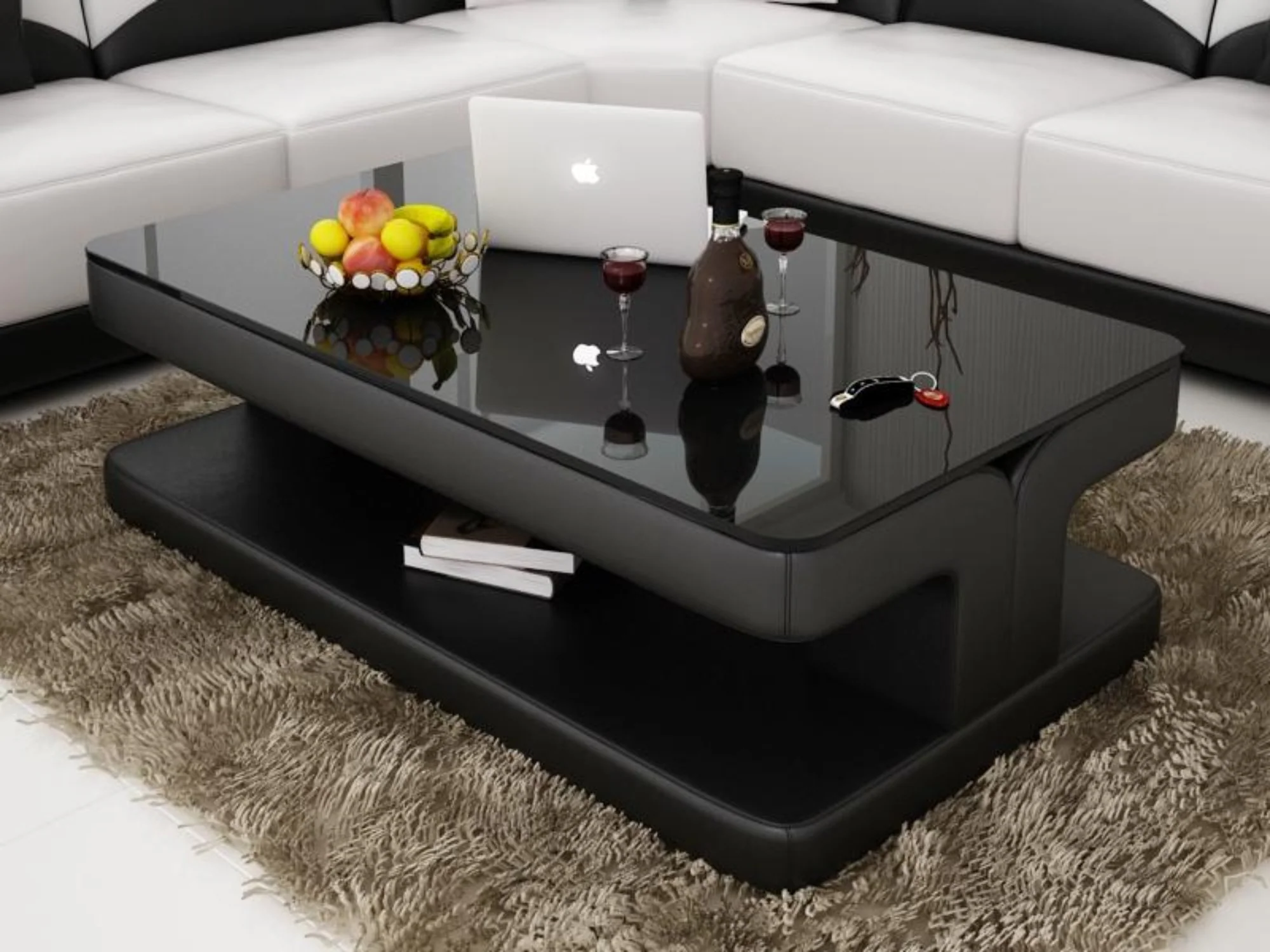 Coffee Table - Glass Top - Black