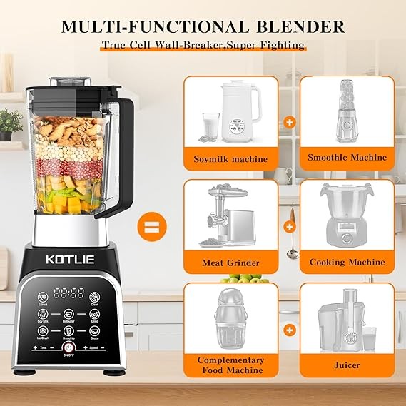 2000W Blender Smoothie Makers with 8 Preset Programs Blender 28000RPM High Speed Jug Blender,Smoothie Blender for Juices/Ice Crush/Mixing/Soup and BabyFood 2L