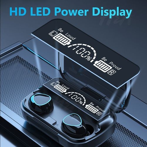 M10 Wireless Bluetooth Earphone Touch LED Stereo Audio Black